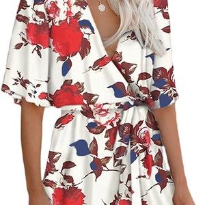 Floral romper with tie